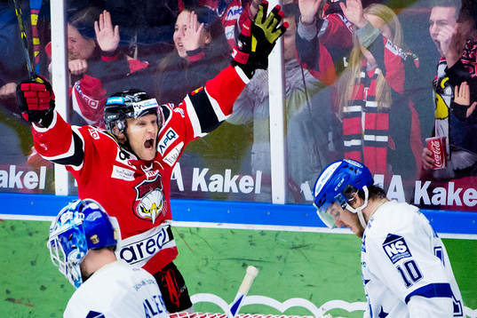 Malmö Redhawks Mathias Tjärnqvist jublar
