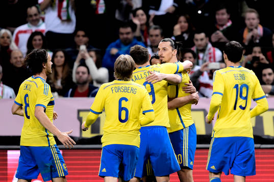 Sveriges Zlatan Ibrahimovic jublar
