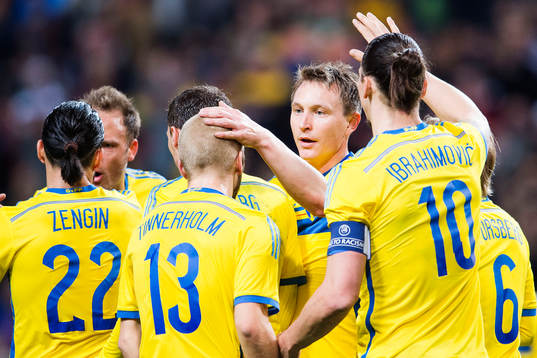 Sveriges Anton Tinnerholm, Kim Källström och Zlatan