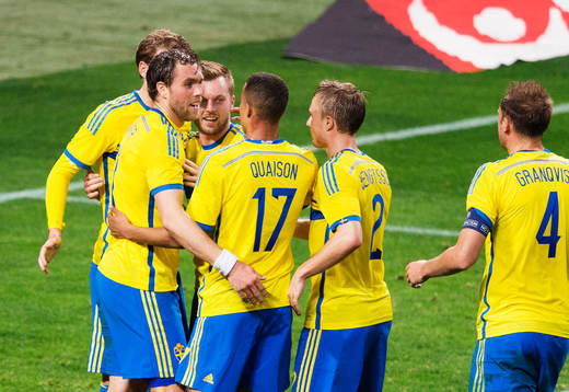 Sveriges Ola Toivonen, Johan Elmander, Sebastian Larsson,