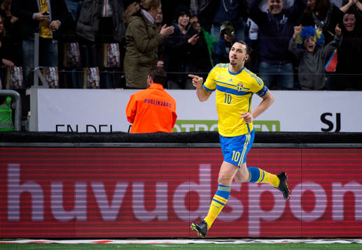Sveriges Zlatan Ibrahimovic jublar
