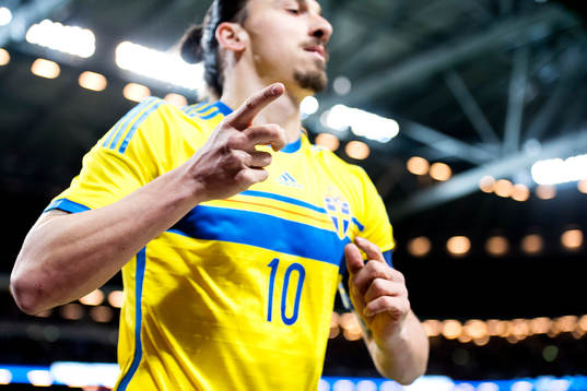 Sveriges Zlatan Ibrahimovic jublar