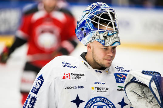 Leksands målvakt Oscar Alsenfelt  ishockeymatchen i kvalet