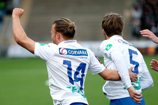Norrköpings Nicklas Bärkroth och Christoffer Nyman jublar