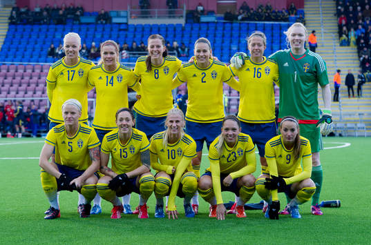 Sveriges start elva landskampen i fotboll för damer mellan