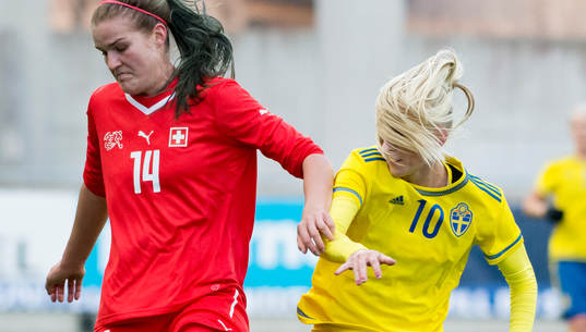 Sveriges  Sofia Jakobsson och Schweiz Rahel Kiwic