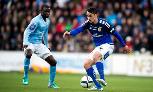 Malmö FFs Enock Kofi Adu och Sundsvalls Adam Chennoufi