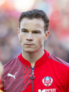 Helsingborgs Anton Wede innan fotbollsmatchen i Allsvenskan