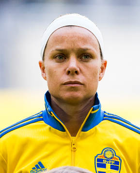 Sveriges Sara Thunebro innan fotbollslandskampen mellan