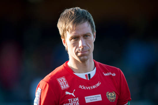 Mjällbys Mattias Asper i matchen i Superettan mellan