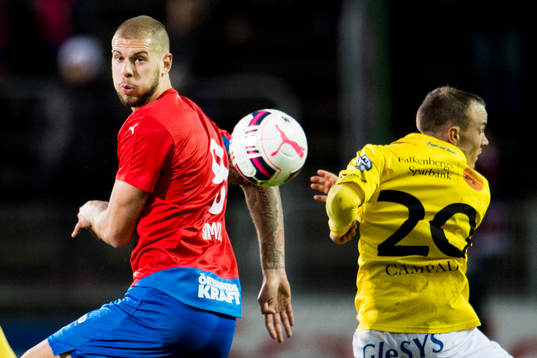 Helsingborgs Robin Simovic och Falkenbergs Carl Wede