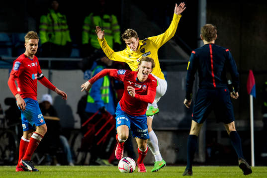 Helsingborgs Emil Krafth och Falkenbergs Adam Eriksson
