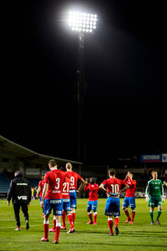 Helsingborgs spelare deppar när de lämnar planen