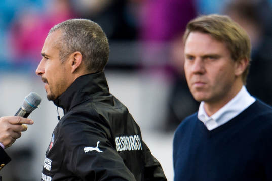 Helsingborgs manager Henrik Larsson och Falkenbergs