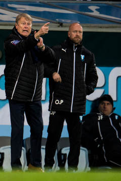 Malmö FFs tränare Åge Hareide och assisterande tränare