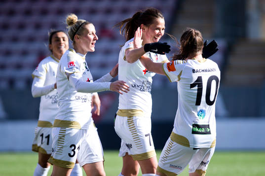 Rosengårds Sara Björk Gunnarsdottir gör 1-3 och jublar