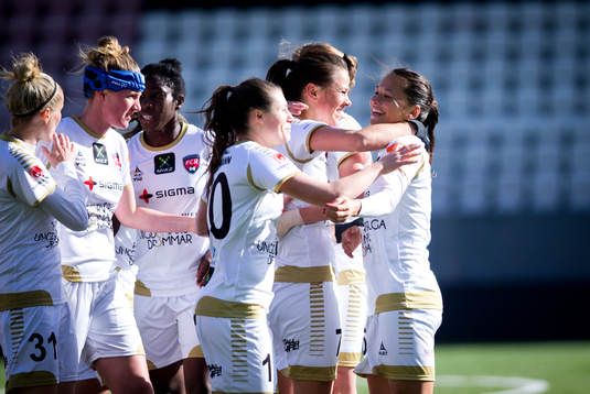Rosengårds Sara Björk Gunnarsdottir gör 1-3 och jublar