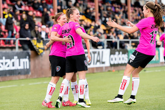 Göteborgs Sara Linden, Manon Melis och Lieke Martens jublar