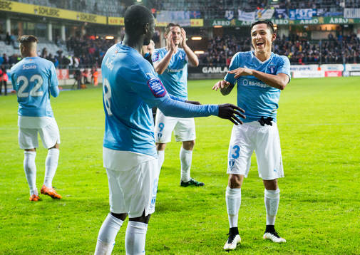 Malmö FFs Enock Kofi Adu och Victor Yoshimar Yotun Flores