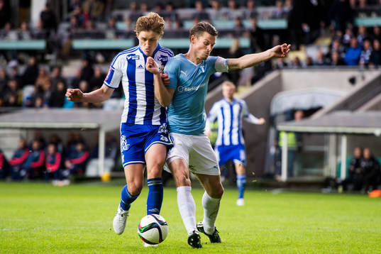 IFK Göteborgs Thomas Rogne och Malmö FFs Markus Rosenberg