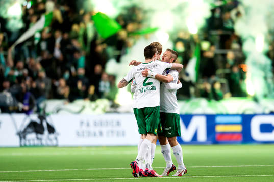 Hammarbys Lars Saetra, Birkir Már Saevarsson och Mats