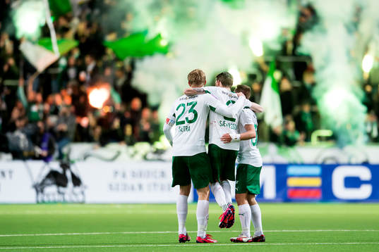 Hammarbys Lars Saetra, Birkir Már Saevarsson och Mats