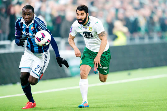 Djurgårdens Nyasha Mushekwi och Hammarbys Stefan Batan