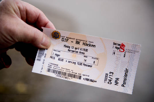 En biljett för en pensionär fotbollsmatchen i Allsvenskan