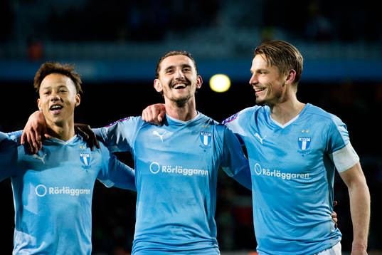 Malmö FFs Tobias Sana, Agon Mehmeti och Markus Rosenberg