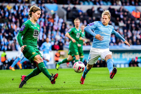 Hammarbys Oliver Silverholt och Malmö FFs Oscar Lewicki