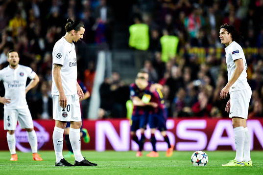 PSGs Zlatan Ibrahimović och Edinson Cavani deppar