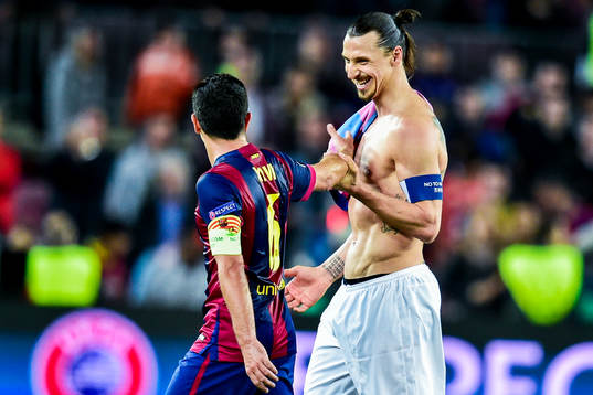 PSGs Zlatan Ibrahimović och Barcelonas Xavi Hernández