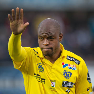 Falkenbergs Hakeem Araba före fotbollsmatchen i