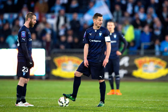 Malmö FFs Jo Inge Berget och Markus Rosenberg gör sig
