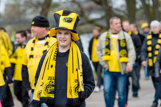 Elfsborgs supporter före fotbollsmatchen i Allsvenskan