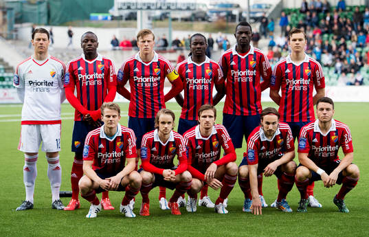 Djurgårdens lagbild, målvakt Kenneth Høie, Sam Johnson,