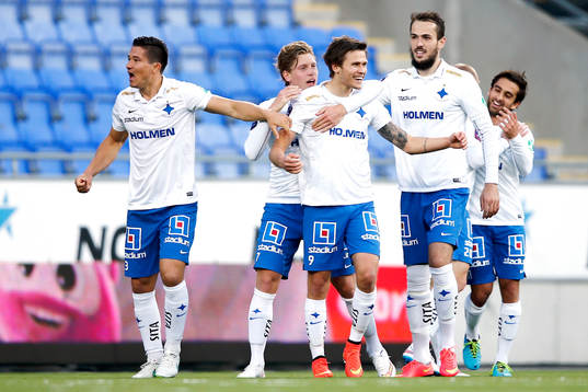 Norrköpings Arnor Ingvi Traustason jublar