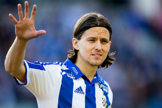 IFK Göteborgs Lasse Vibe innan fotbollsmatchen i