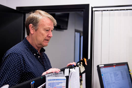 Malmö FFs tränare Åge Hareide på sitt kontor