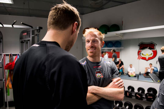 Jens Olsson när Malmö Redhawks har fystester
