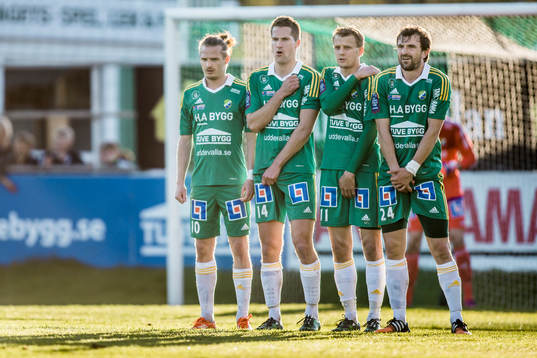 Ljungskiles spelare ställer upp sig i mur