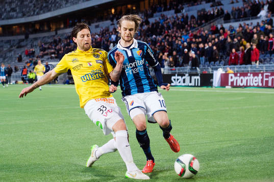 Falkenbergs Tibor Joza och Djurgårdens Daniel Berntsen