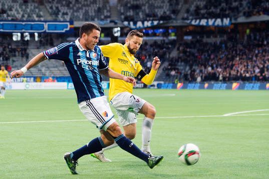 Djurgårdens Kerim Mrabti och Falkenbergs David Svensson