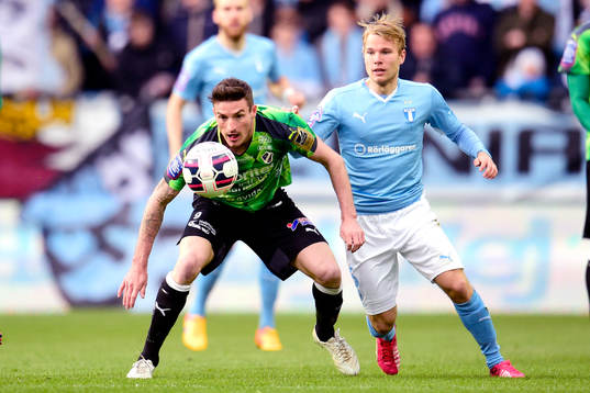 Halmstads James Keene och Malmö FFs Oscar Lewicki