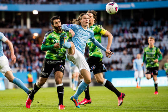 Halmstads Mohammed Ali Khan och Malmö FFs Pawel Cibicki