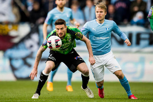 Halmstads James Keene och Malmö FFs Oscar Lewicki
