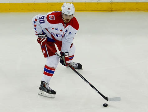 Washington Capitals Marcus Johansson skates with the puck