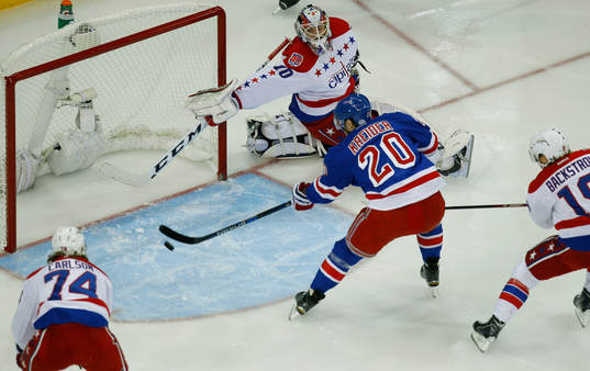 New York Rangers Chris Kreider scores a goal