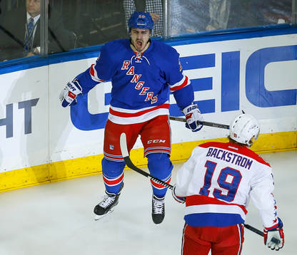 New York Rangers Chris Kreider celebrates scoring a goal