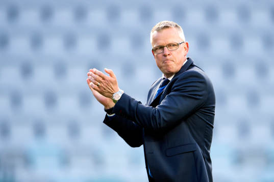 Norrköpings tränare Jan Andersson jublar